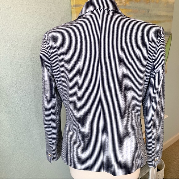 ANNE KLEIN Seersucker Stripe Single Button Front Blazer Sz M - Picture 8 of 16